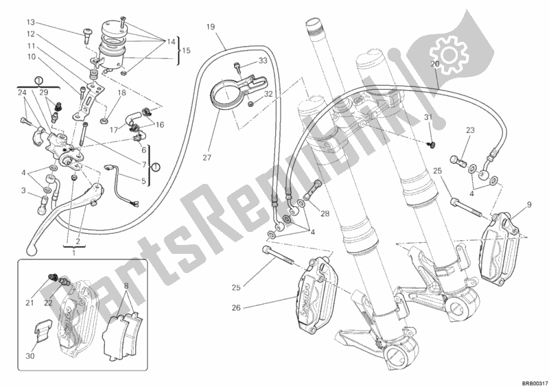 Todas as partes de Sistema De Freio Dianteiro do Ducati Superbike 848 EVO USA 2011